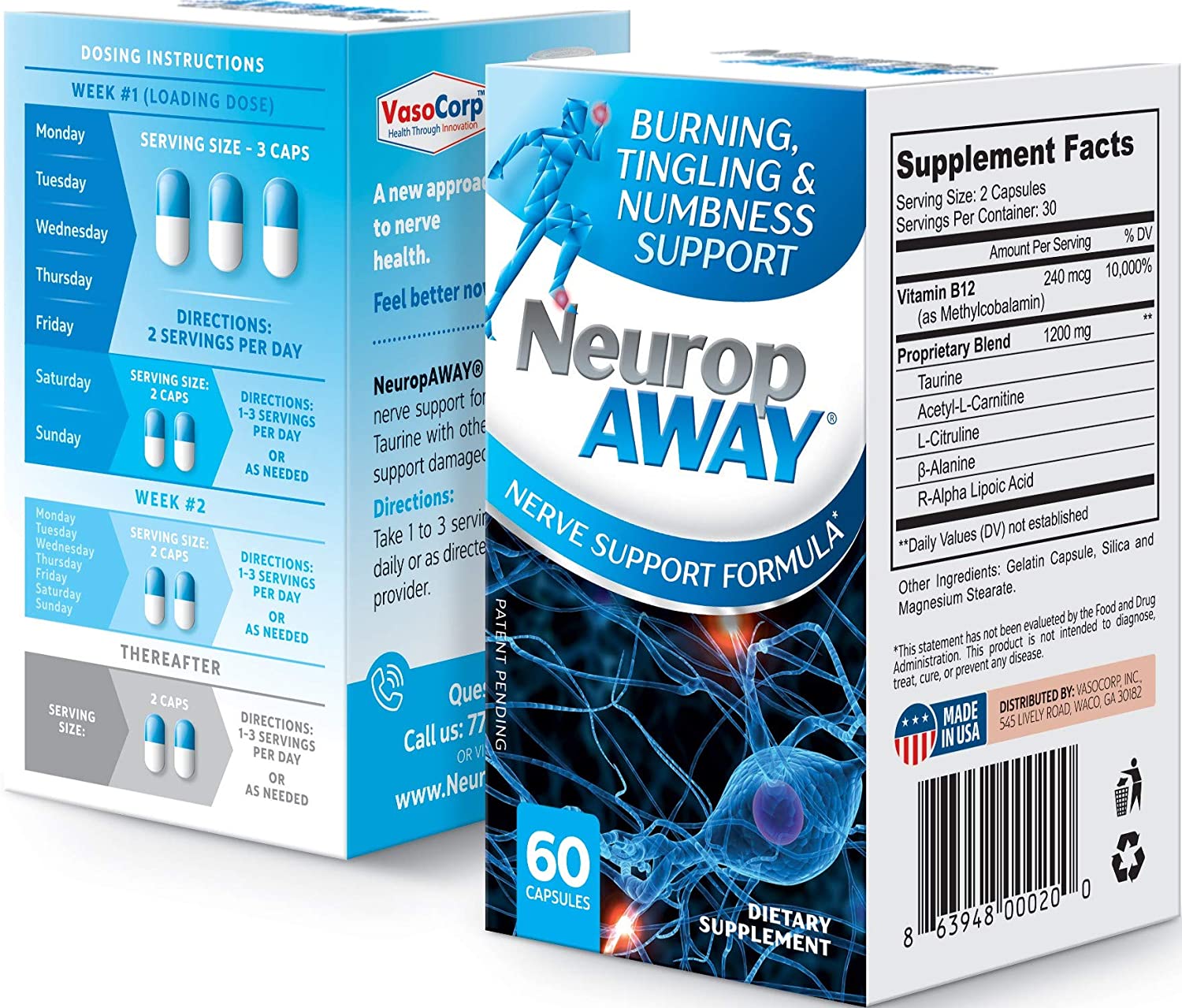 NeuropAWAY Nerve Support Formula Pain Relief | 60 Capsules Nerve Pain Relief,