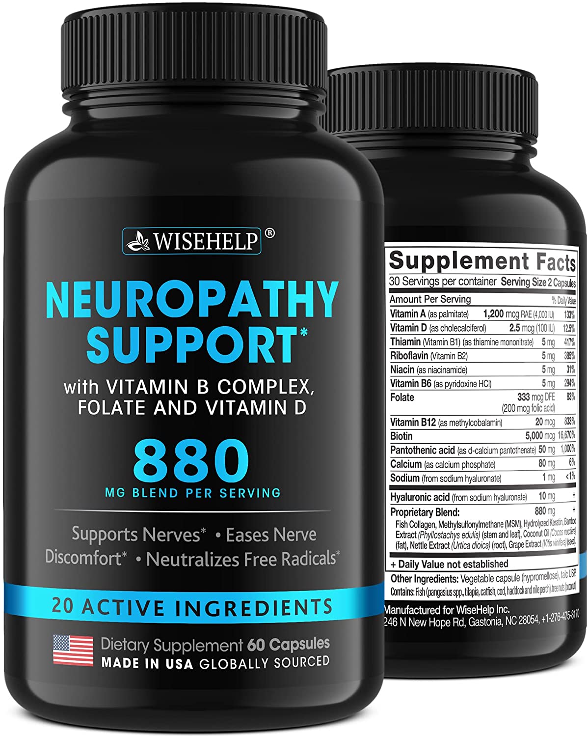 Neuropathy Support Natural Nerve Discomfort Relief - Made in USA - Nerve Antioxidant for Trigeminal Neuralgia, Diabetic & 