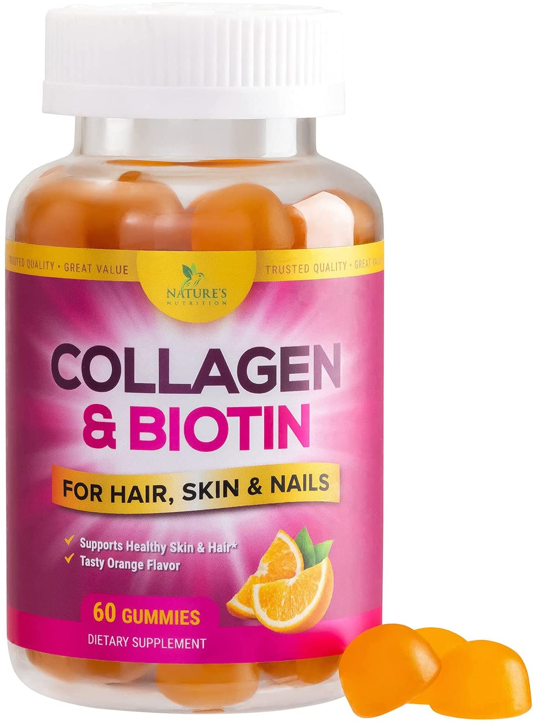 Collagen Gummies with Extra Strength Biotin for Hair, Skin and Nails Support