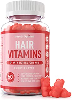 Premium Hair Vitamins Supplement - Gummy Vitamins w/ Biotin, Folic Acid