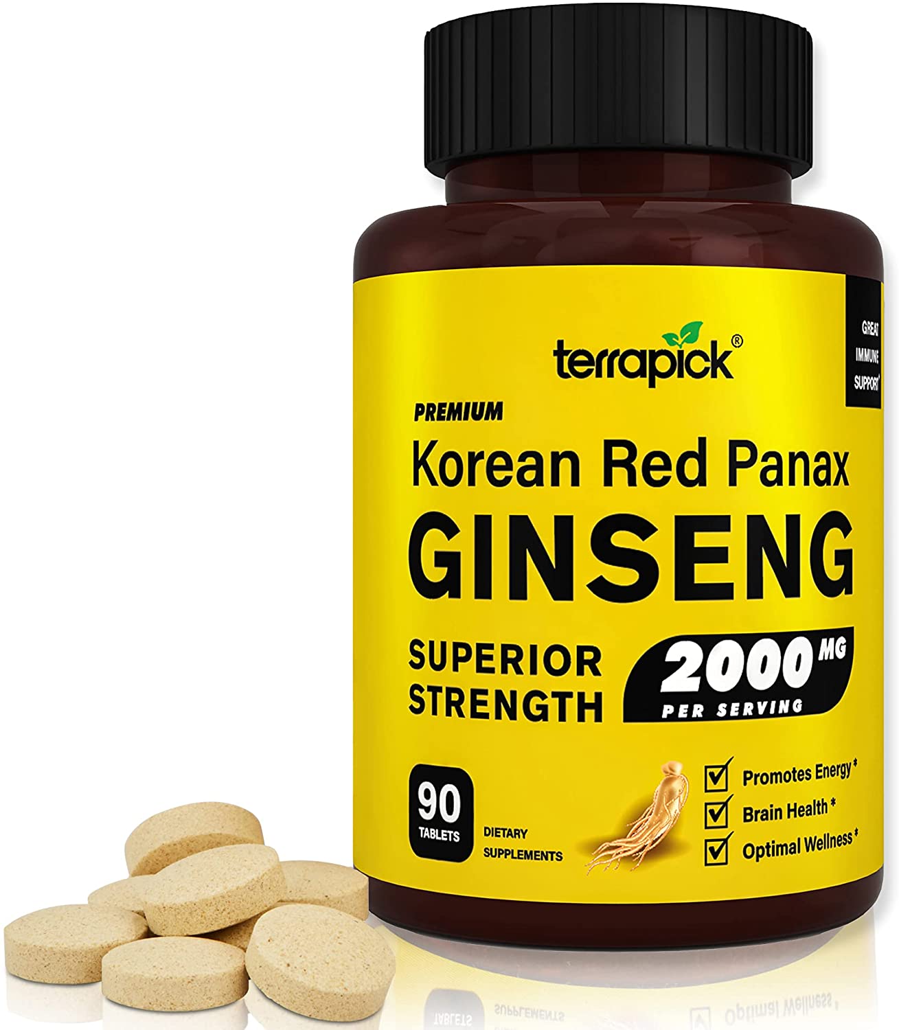 TerraPick Korean Red Panax Ginseng - 90 Vegan Tablets