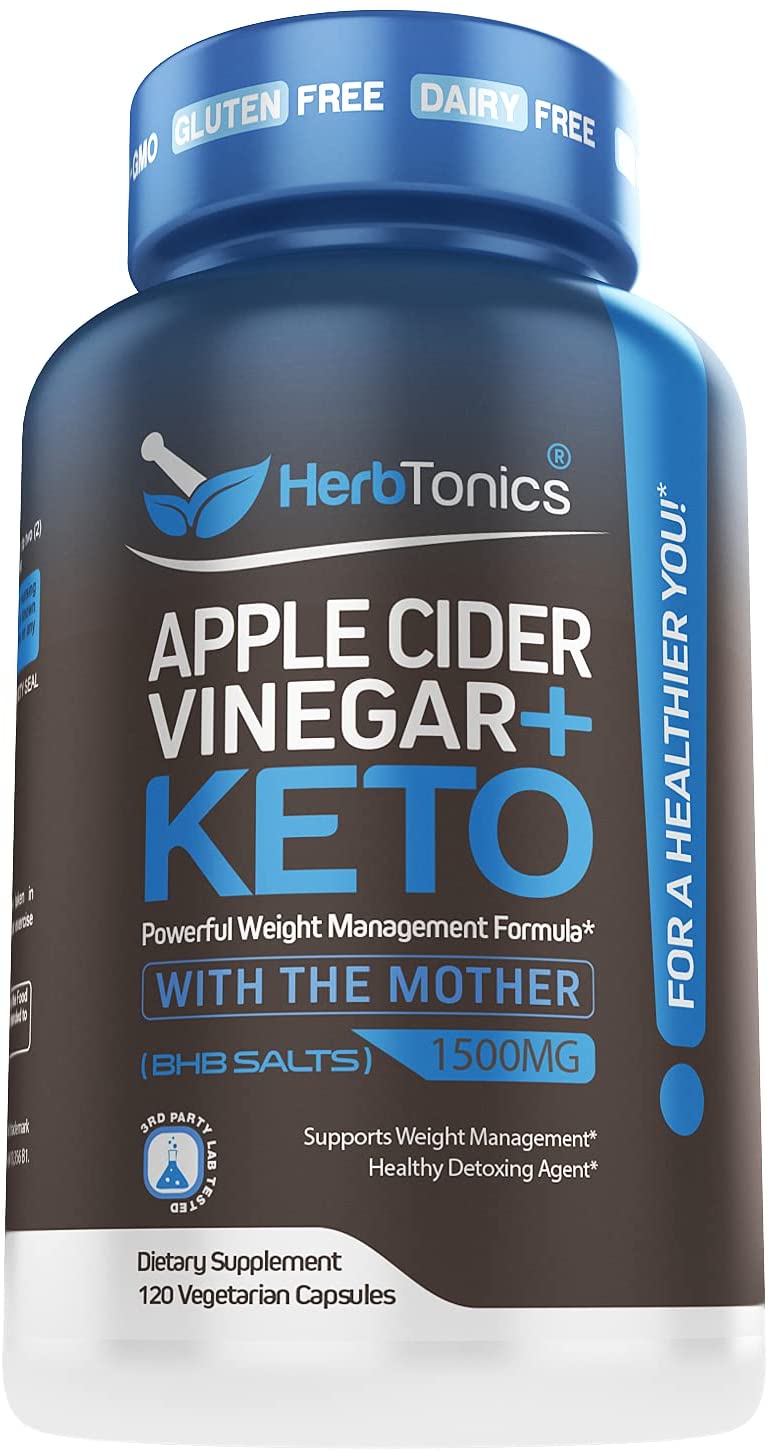 Apple Cider Vinegar Capsules Plus Keto BHB - Fat Burner & Weight Loss Supplement for Women & Men 120 Vegan Diet Pills