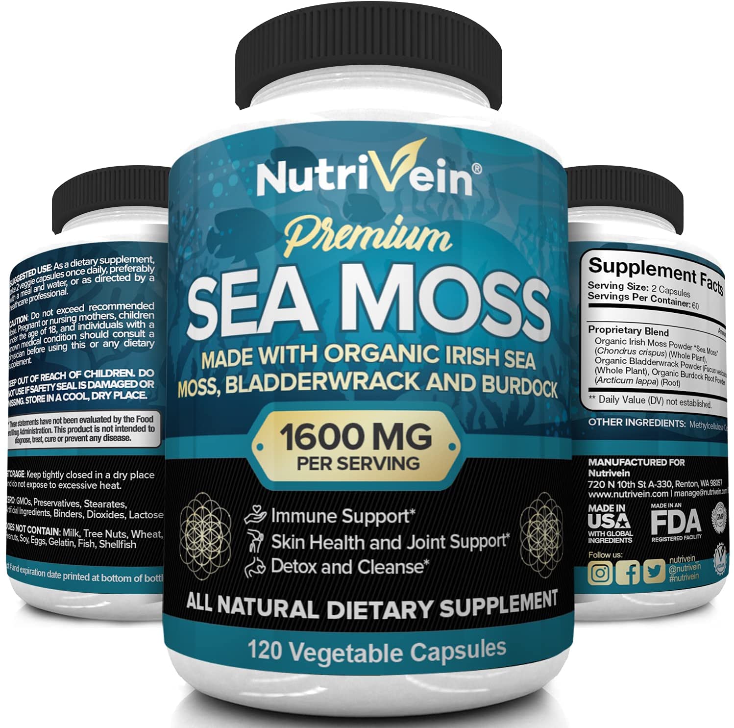 Nutrivein Organic Sea Moss 1600mg