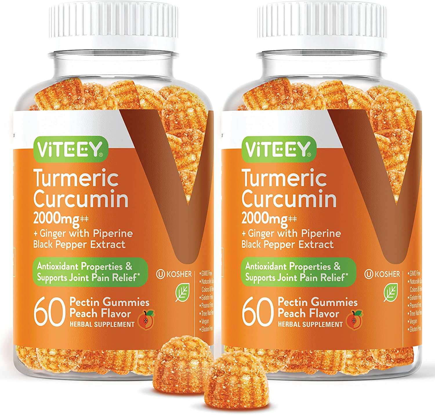 Turmeric Curcumin Gummies with Ginger & Black Pepper [Supports Joint Pain & Anti-Inflammatory] Herbal Supplement