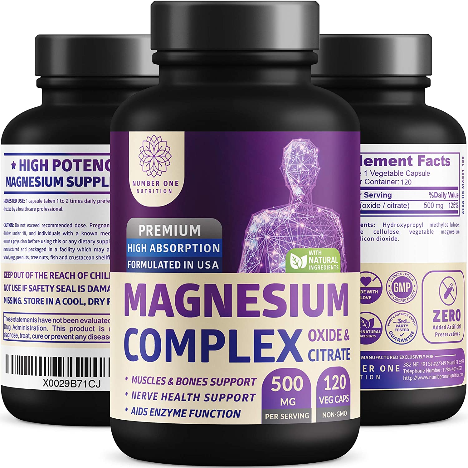 N1N Premium [3X Absorption, Vegan] Magnesium Complex, Powerful Supplement for Sleep, 