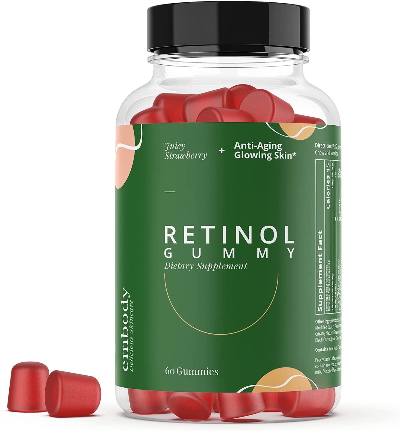 Embody Multivitamin Retinol Gummy - 60 Count, Strawberry Flavor - Vitamin A Supplement 