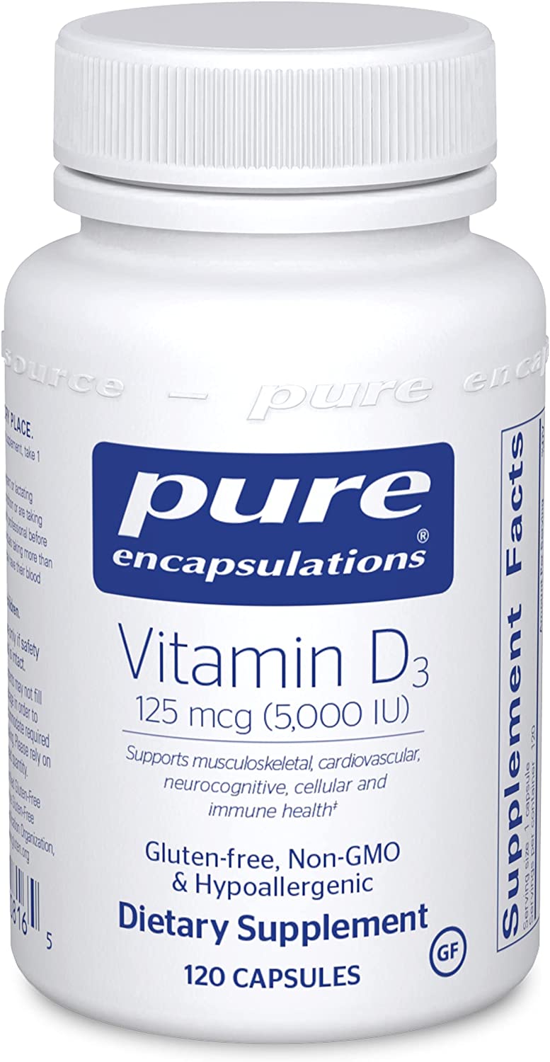 Pure Encapsulations Vitamin D3 125 mcg (5,000 IU) | Supplement to Support Bone, Joint, Breast, 