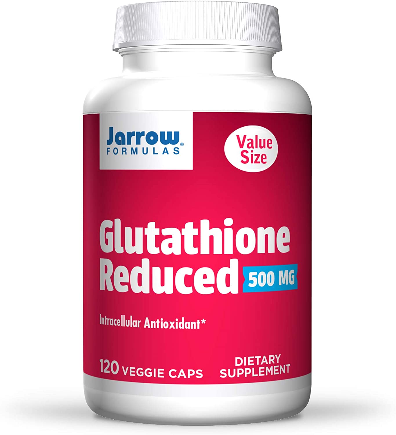 Jarrow Formulas Glutathione Reduced 500 mg - 120 Veggie Caps - Pharmaceutical Grade Glutathione - Intracellular 