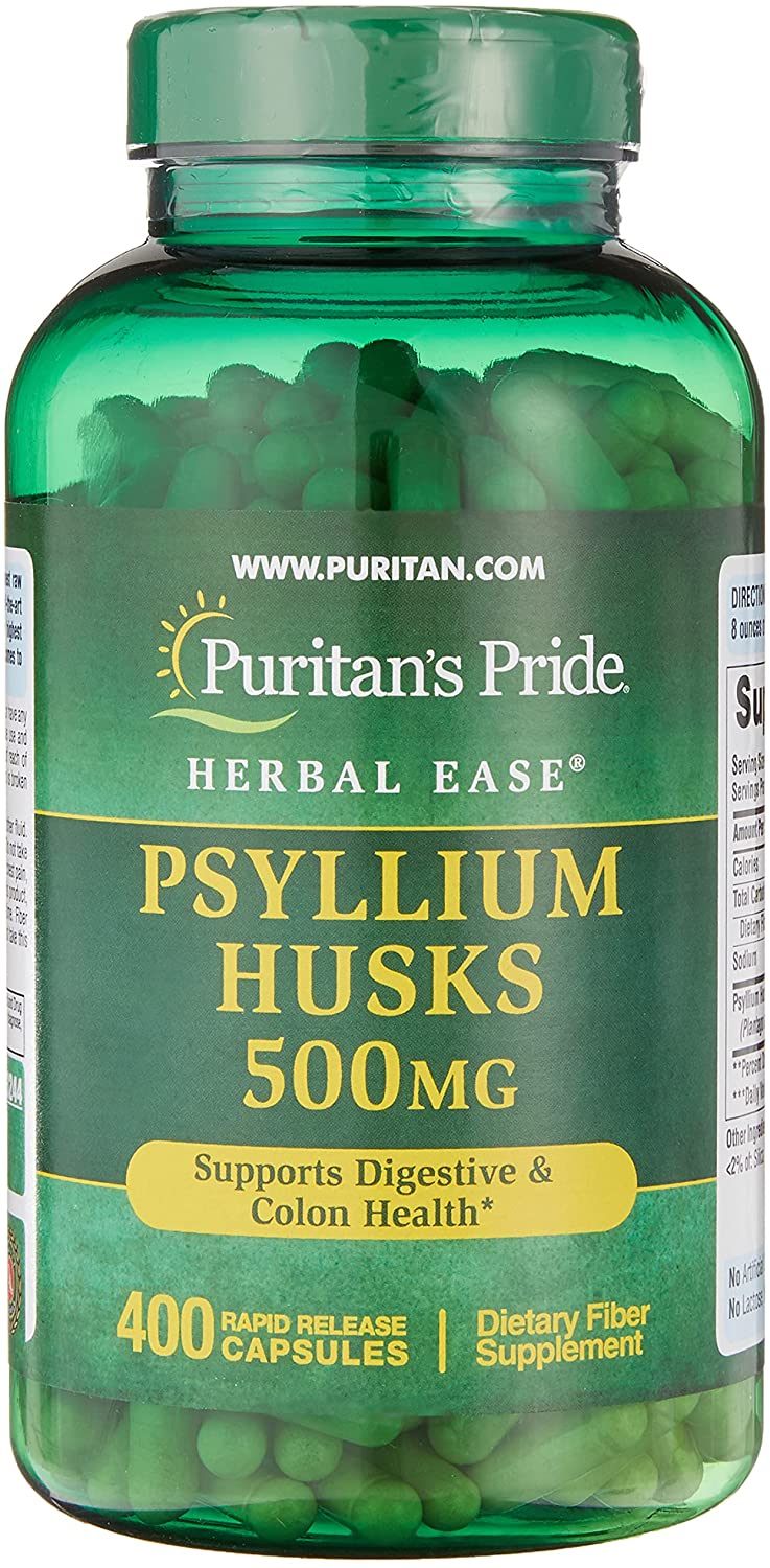 Puritan's Pride Psyllium Husks 500 Mg Supports Digestive and Colon Heatlh, 