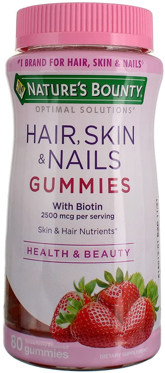 Nature's Bounty Optimal Solutions Hair, Skin and Nails Gummies, 80 ea (Pack of 2)