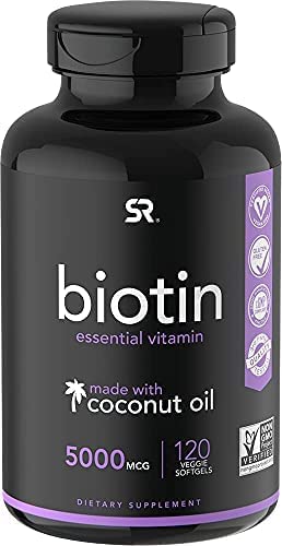 Biotin (5,000mcg) with Coconut Oil | Supports Healthy Hair, Skin & Nails in Biotin deficient