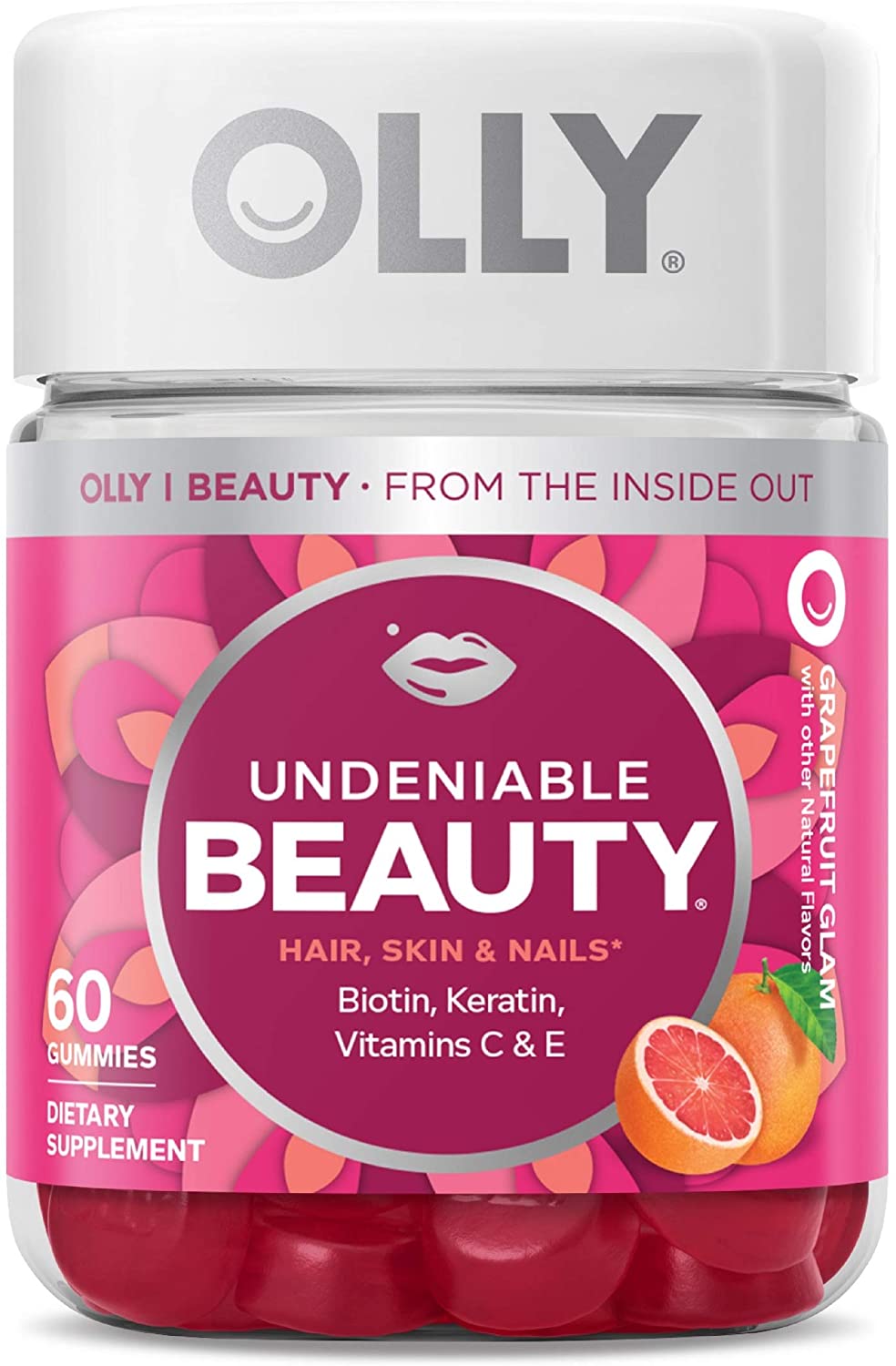 OLLY Undeniable Beauty Gummy, For Hair, Skin, Nails, Biotin, Vitamin C, Keratin, Chewable Supplement,