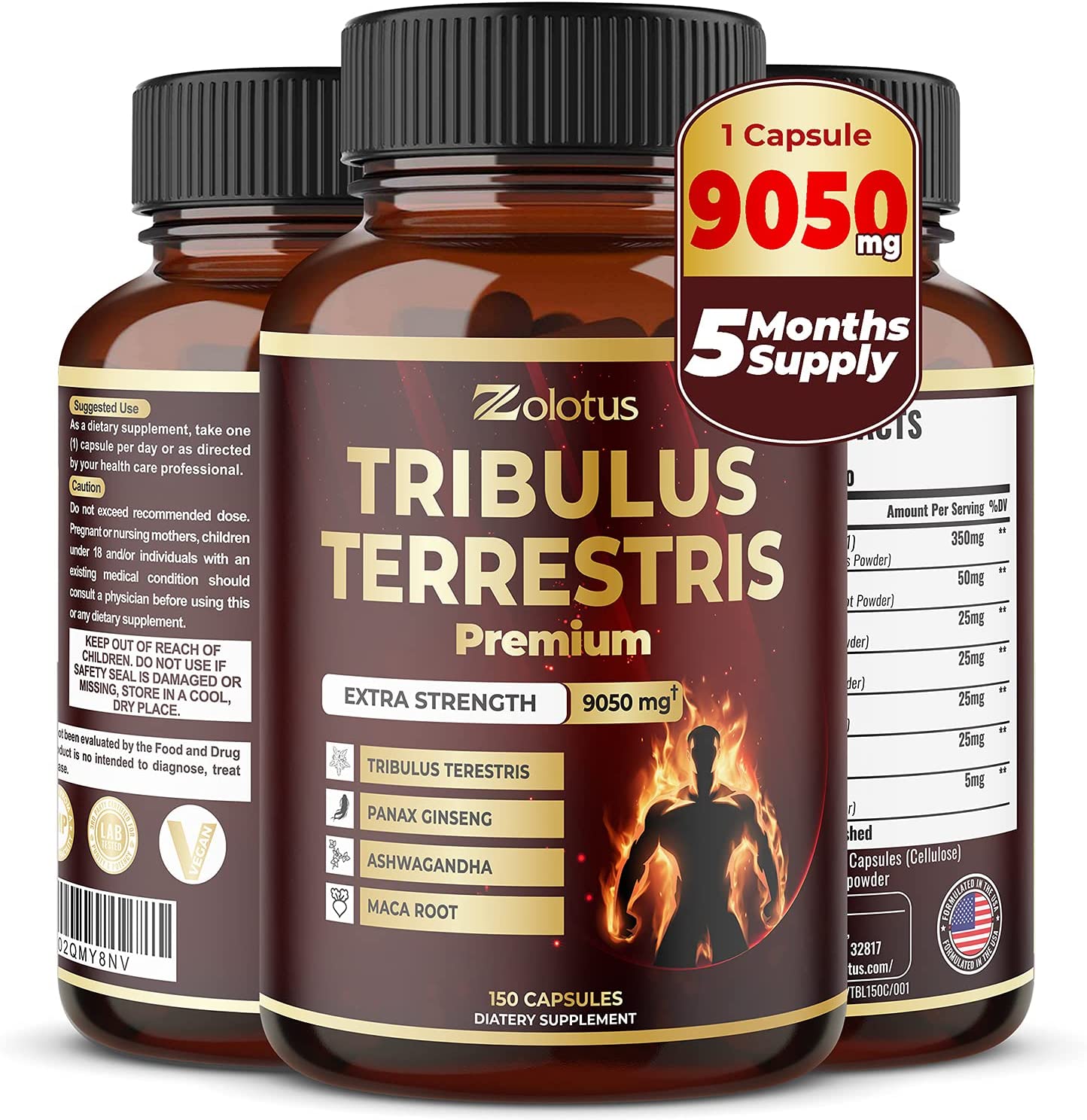 Tribulus Terrestris, 9050mg Per Capsule,,