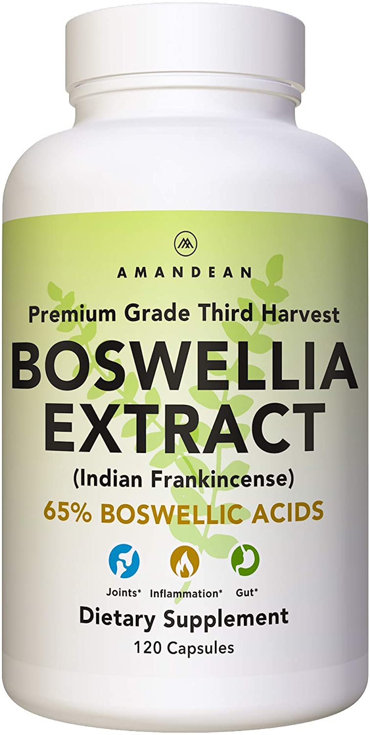 Amandean Boswellia Serrata Extract. 500mg 120 Veggie Capsules. 65% Boswellic Acids with AKBA. Natural Ayurvedic 