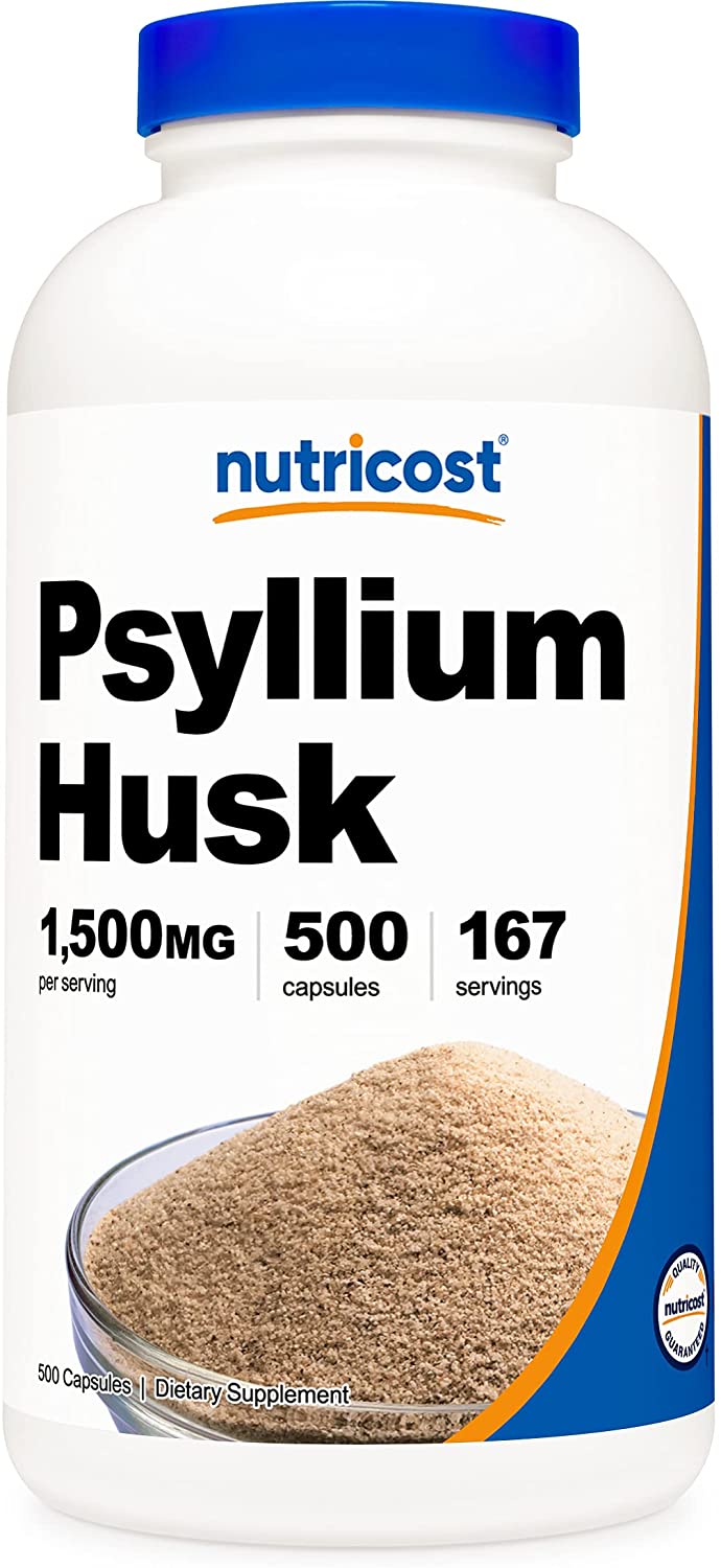 Nutricost Psyllium Husk 500mg, 500 Capsules - 1500mg Per Serving, Non-GMO & Gluten Free