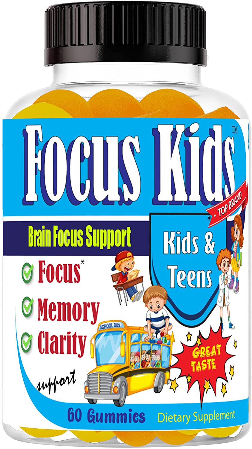 Focus Kids Focus Memory & Concentration Brain Gummies for Focus for Kids and Teens