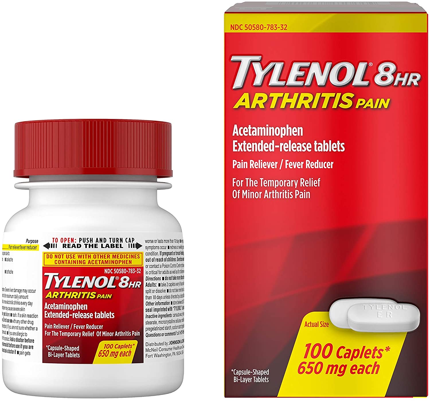 Tylenol 8 Hour Arthritis Pain Tablets with Acetaminophen for Joint Pain, 100 ct