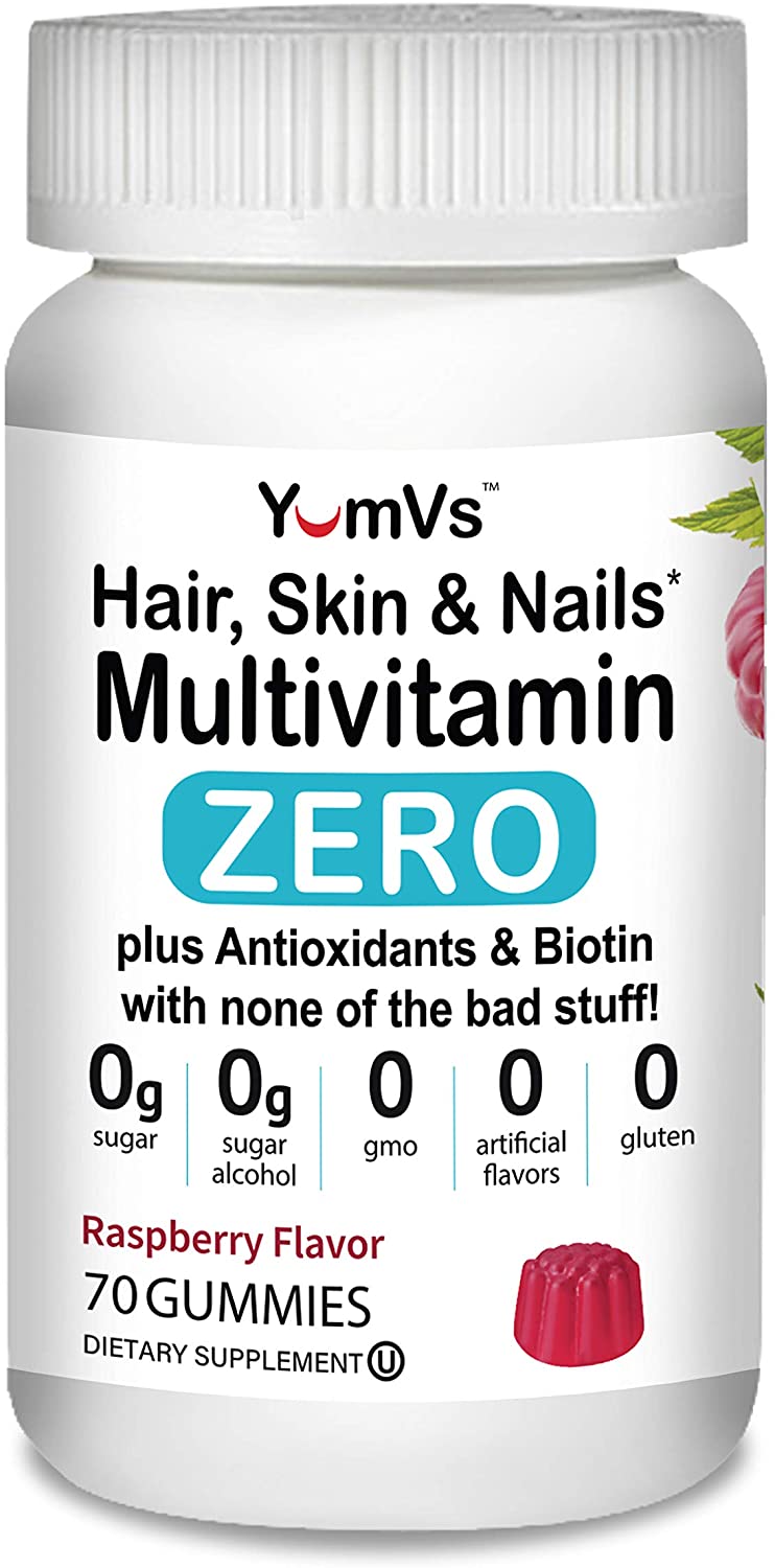 Hair Skin and Nails Multivitamin Zero Gummies by YumVs | Keto Friendly Sugar Free Supplement