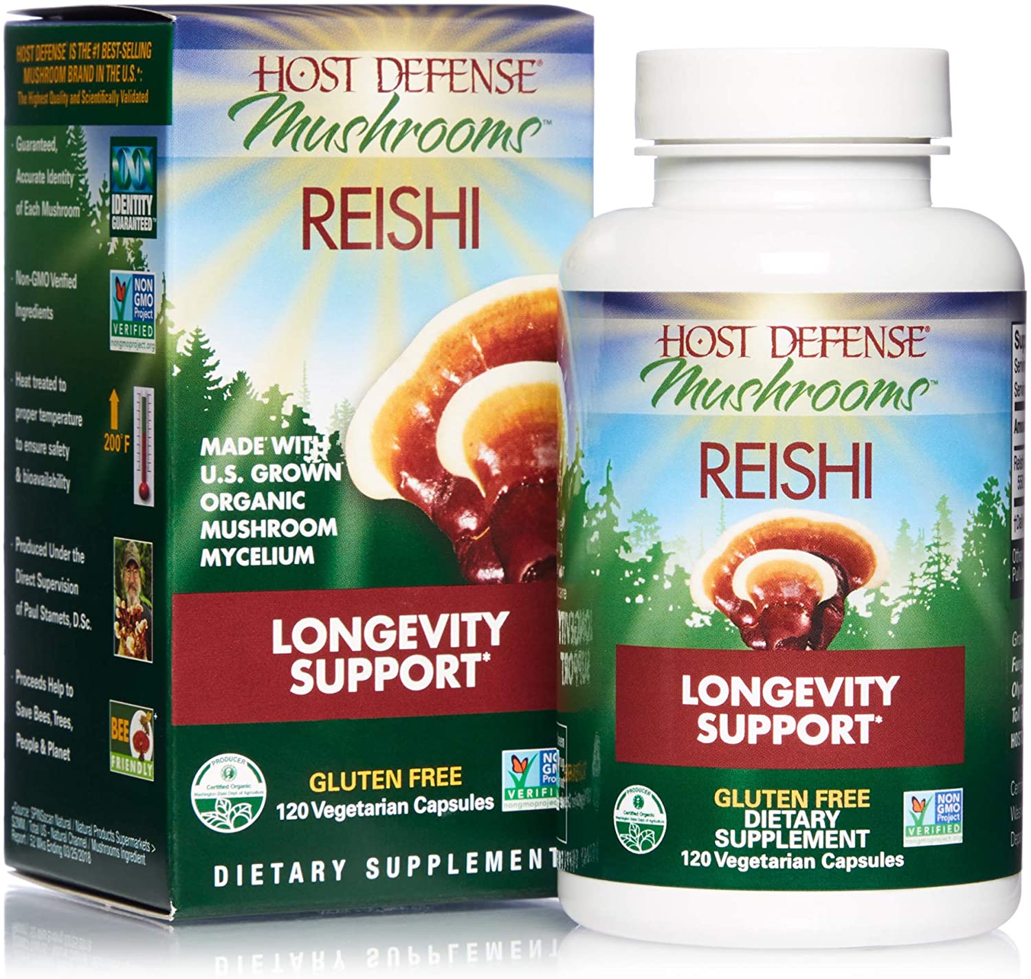 Host Defense, Reishi Capsules, Supports General Wellness and Vitality, Daily Mushroom