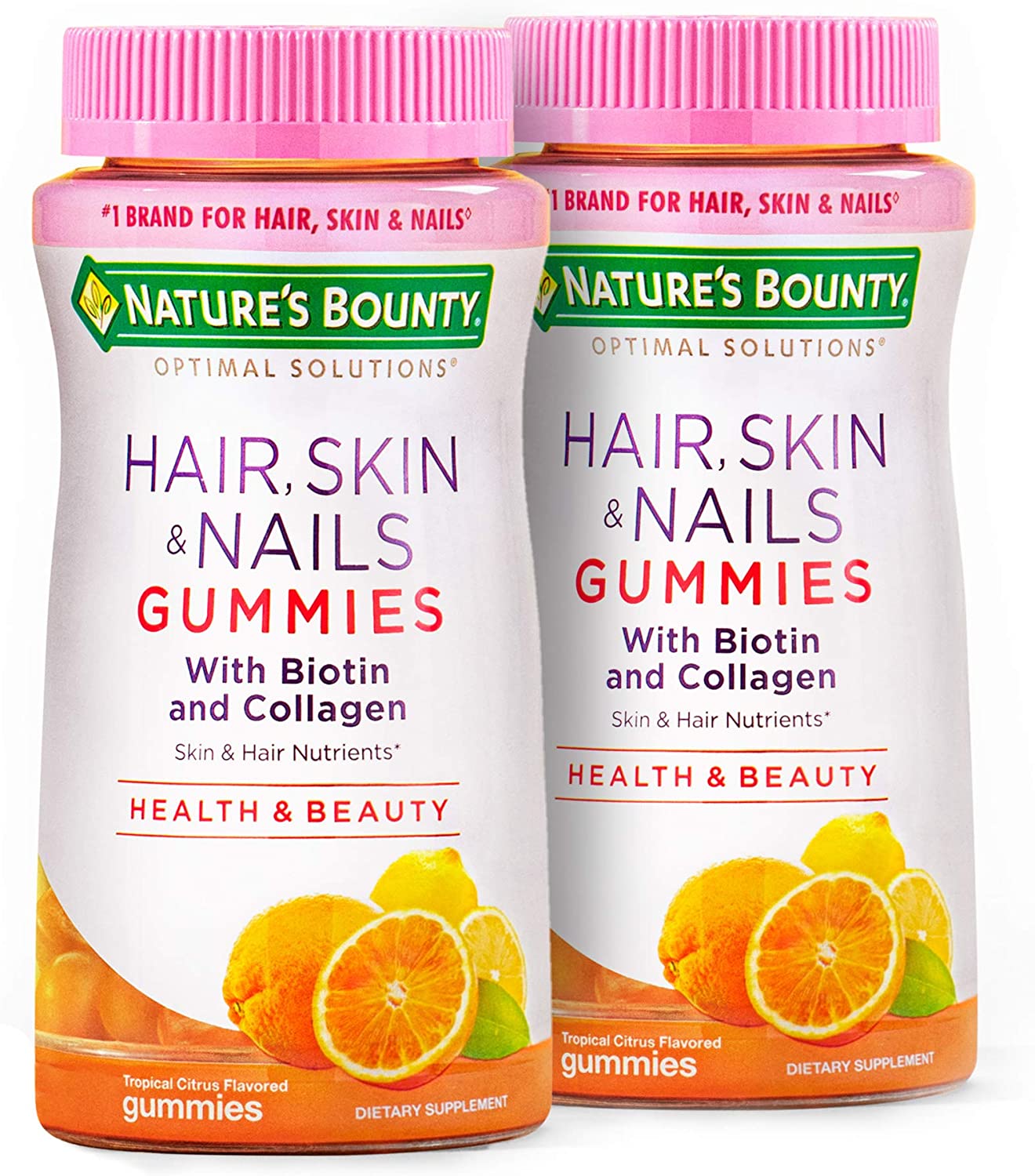 Nature's Bounty Hair Skin Nails with Biotin and Collagen, Orange, 80 Count Pack, (Pack of 2)