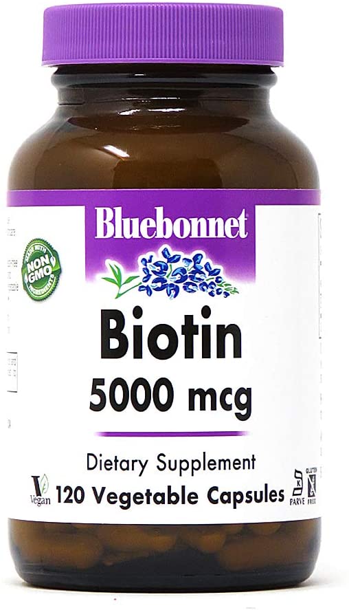 Bluebonnet Nutrition Biotin 5000 Mcg Vegetable Capsules, Biotin is a B Vitamin That Helps Make Keratin,