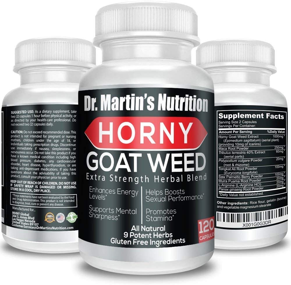 Super Strength 1000mg Horny Goat Weed 120 Capsules with Maca Arginine & Ginseng 