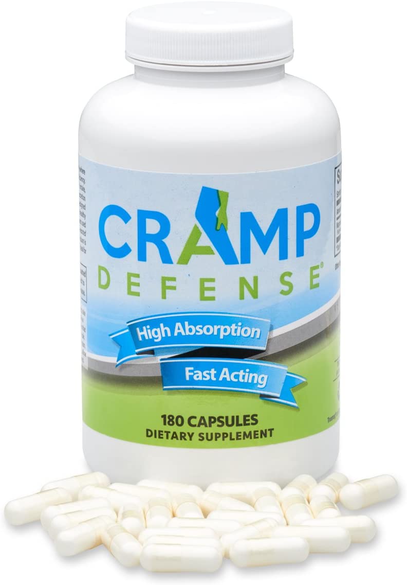 Cramp Defense® Magnesium for Leg Cramps, Muscle Cramps & Muscle Spasms. End Them Fast and Permanently. Organic Magnesium, Non-Laxative, NO Magnesium Oxide OR Herbs! Big 180 Capsule Bottle