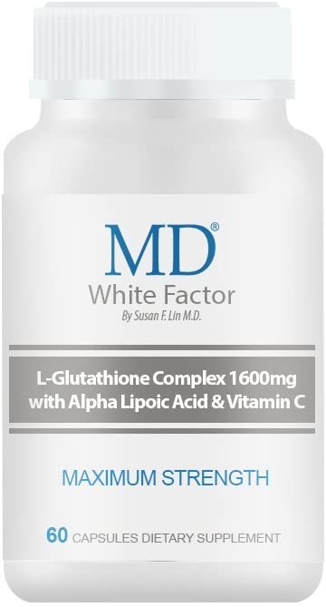 MD White Factor (60 Capsules) - Glutathione Whitening Capsules for Skin Lightening