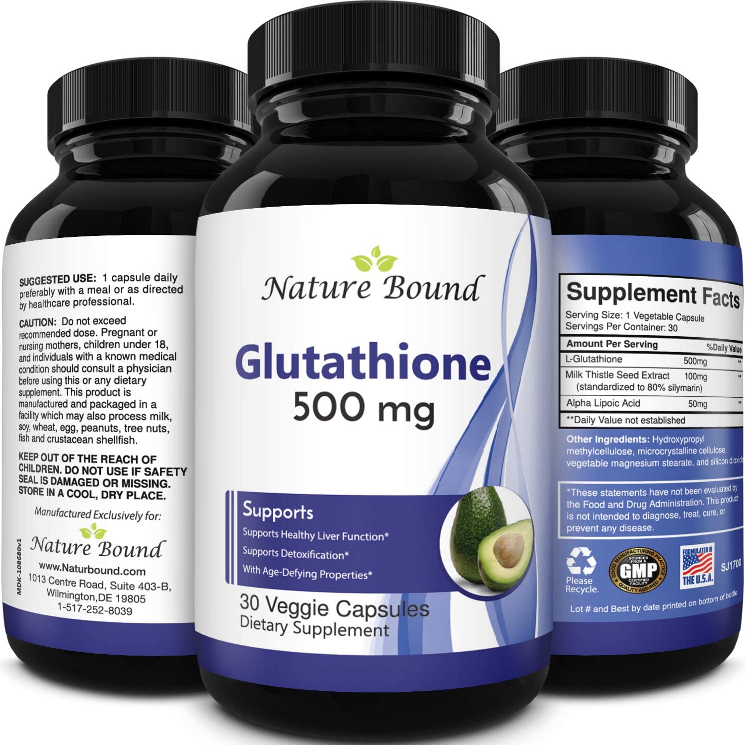 Glutathione Skin Whitening Pills for Men and Women - Pure GSH Supplement 500 mg with Natural Milk Thistle Extract 