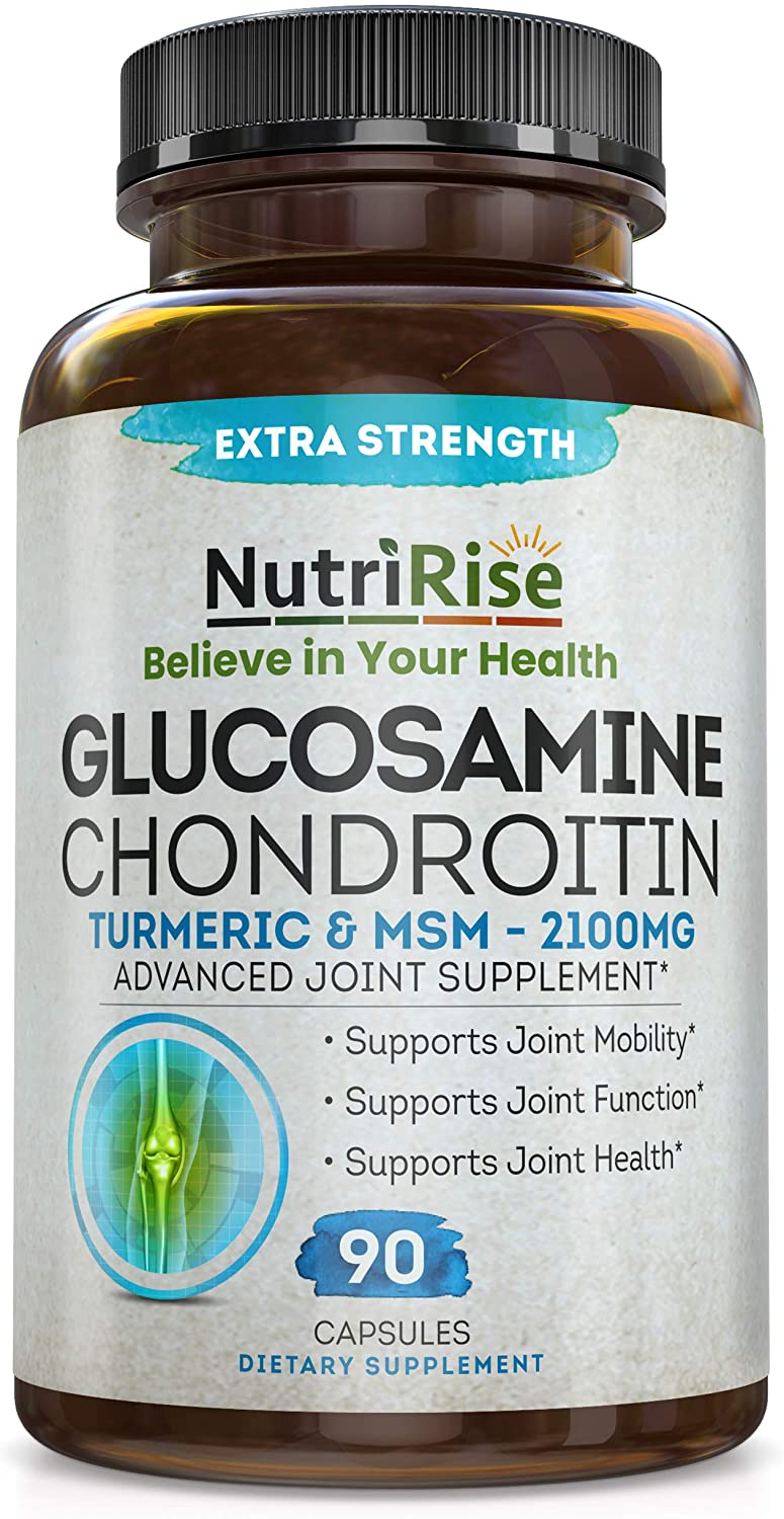 Glucosamine Chondroitin MSM Turmeric 2100mg - 3X Triple Strength Joint Supplement for Men & Women. Supports Pain 