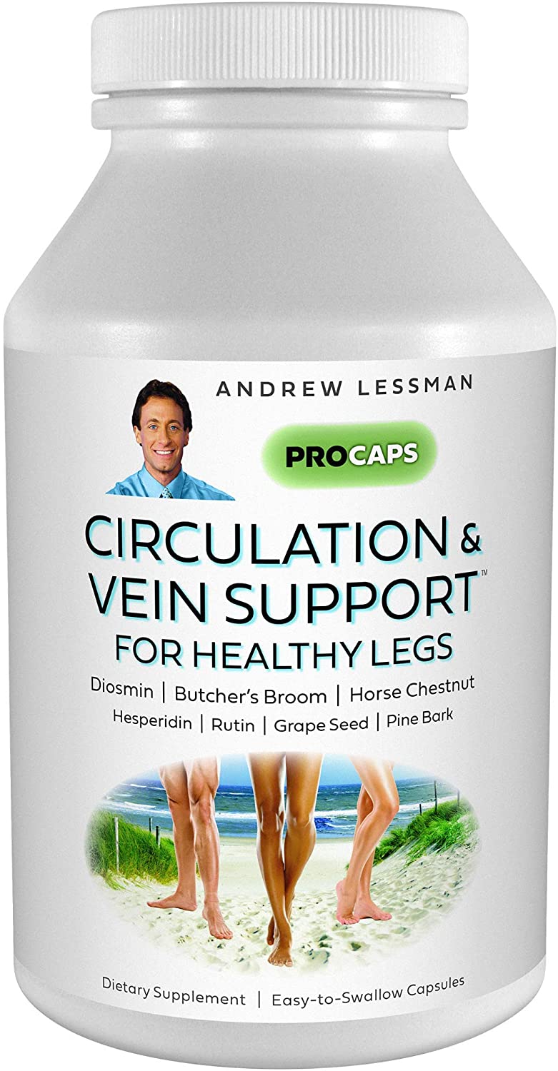 Andrew Lessman Circulation & Vein Support for Healthy Legs 60 Capsules - High Bioactivity Diosmin, Butcher's Broom,