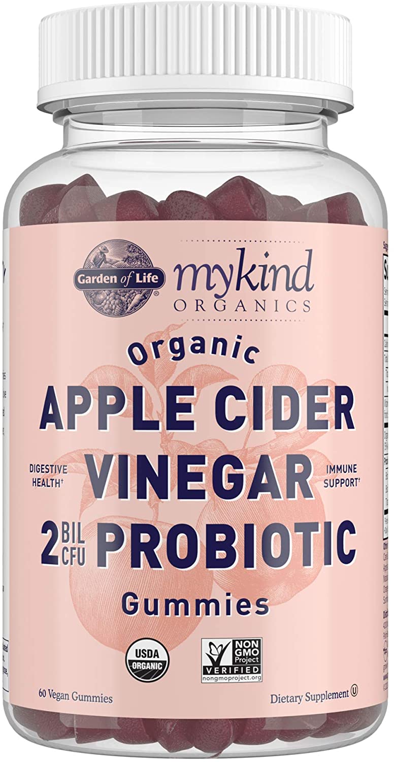 Apple Cider Vinegar Probiotic Gummies by Garden of Life mykind Organics - USDA Organic ACV Gummy Vitamins, 2 Billion 