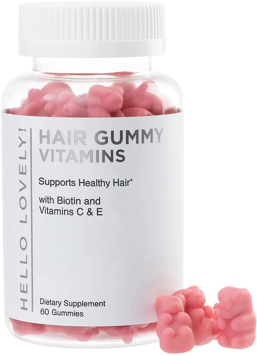 Hello Lovely Hair Vitamins Gummies with Biotin 5000 mcg Vitamin E & C Support Hair