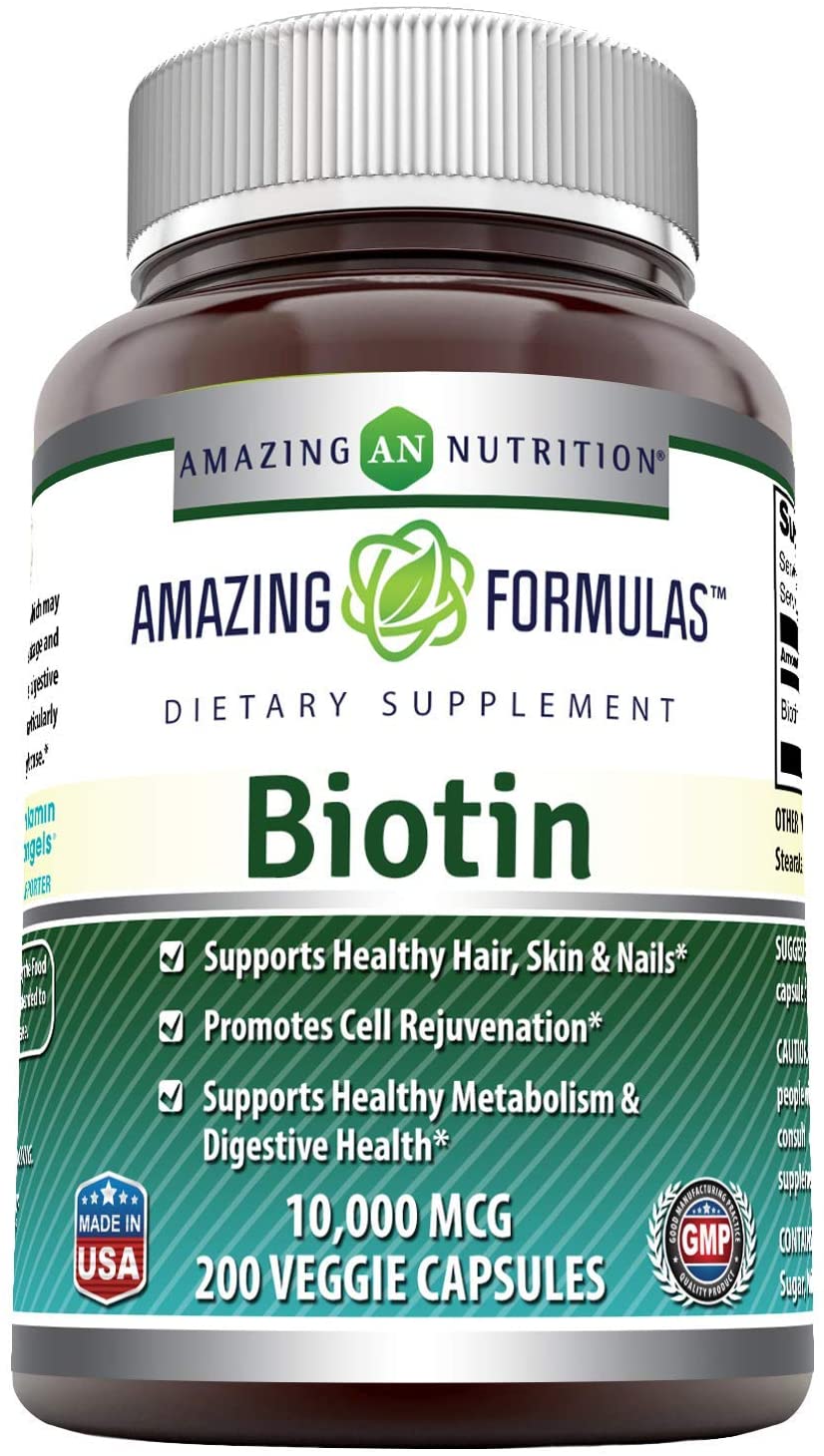 Amazing Formulas Biotin Supplement - 10,000mcg - 200 Veggie Capsules (Non-GMO,