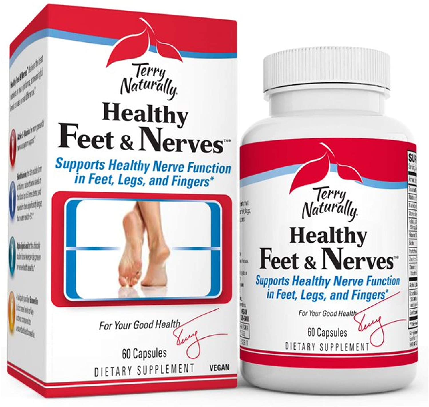 Terry Naturally Healthy Feet & Nerves - 60 Vegan Capsules - Nerve Function Support Supplement, Contains B 