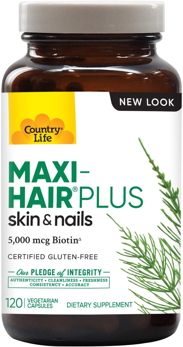 Country Life Maxi Hair Plus 5,000 mcg Biotin 120 VegiCaps