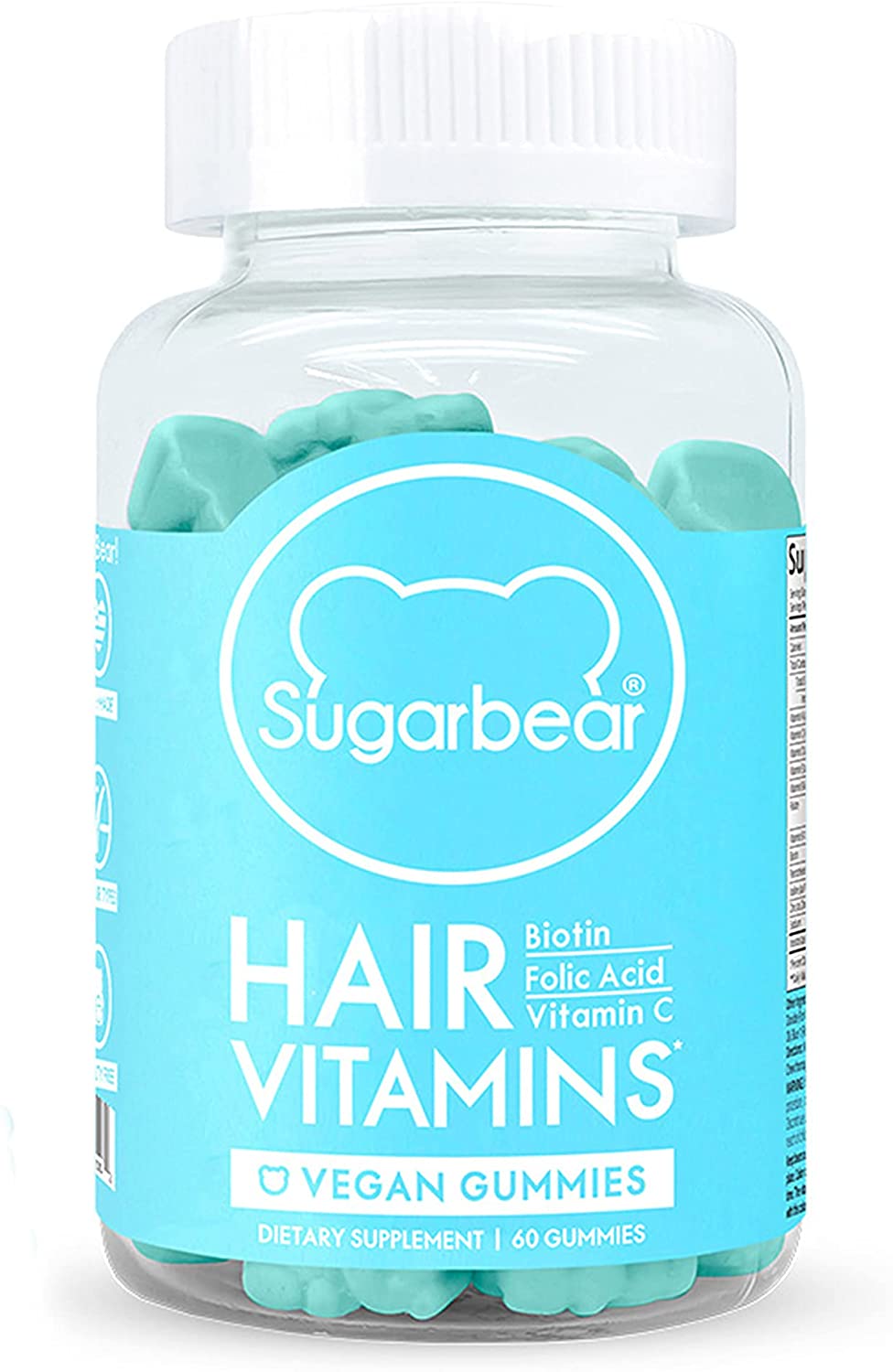 SugarBearHair Vitamins, Vegan Gummy Hair Vitamins with Biotin, Vitamin D, Vitamin B-12, Folic Acid, Vitamin A (1 Month