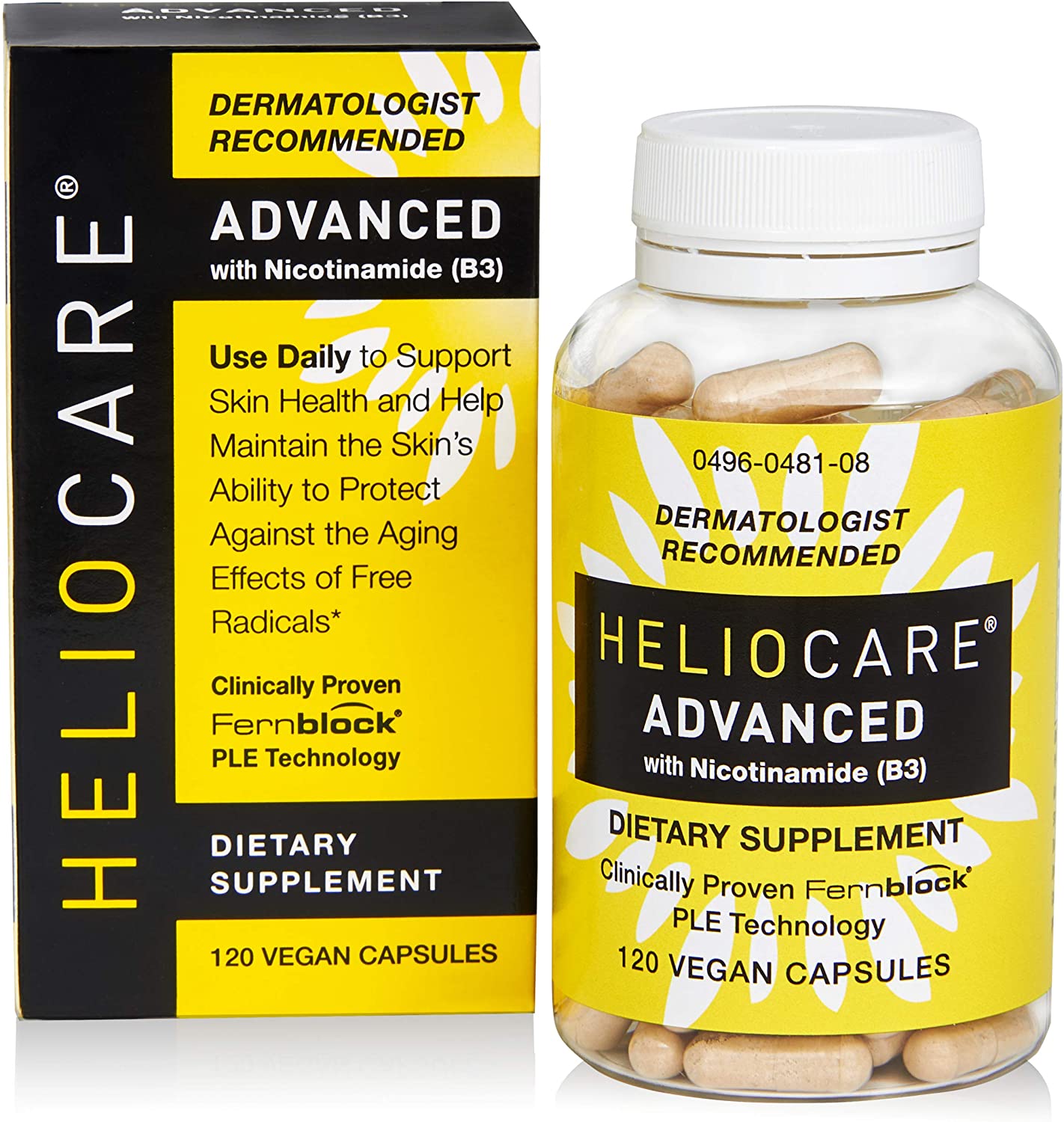 Heliocare Advanced Nicotinamide B3 Supplement: Niacinamide 250mg and Fernblock PLE Extract 120mg Per Capsule 