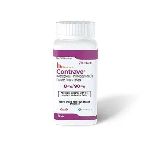 Contrave Extended-Release Tablets 8mg/90mg - NDC 64764-800-00, 70 Tablets (Naltrexone HCl and Bupropion HCl)