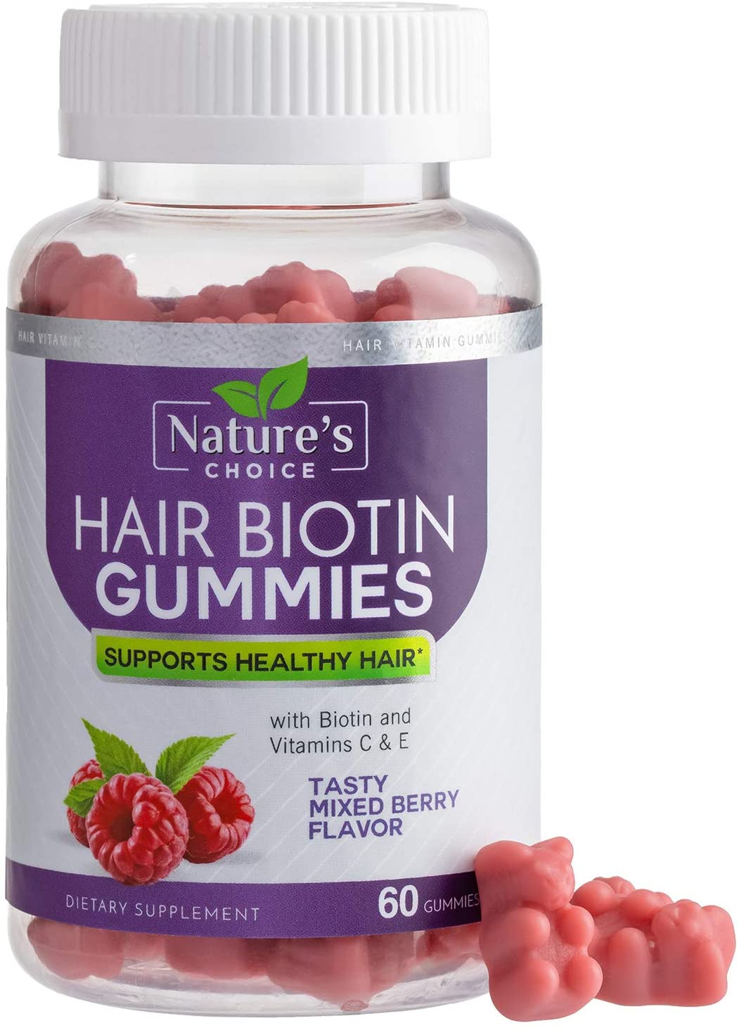 Hair Gummy Vitamins with Biotin 5000 mcg Vitamin E & C - Hair Gummies for Hair Growth 