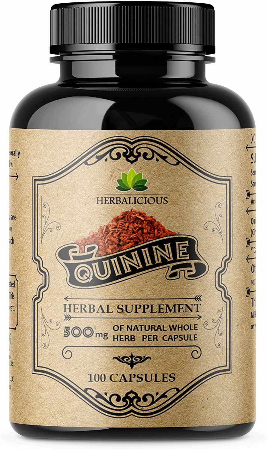 HERBALICIOUS Quinine Capsules - Cinchona Officinalis Bark Herbal Supplement for Leg 