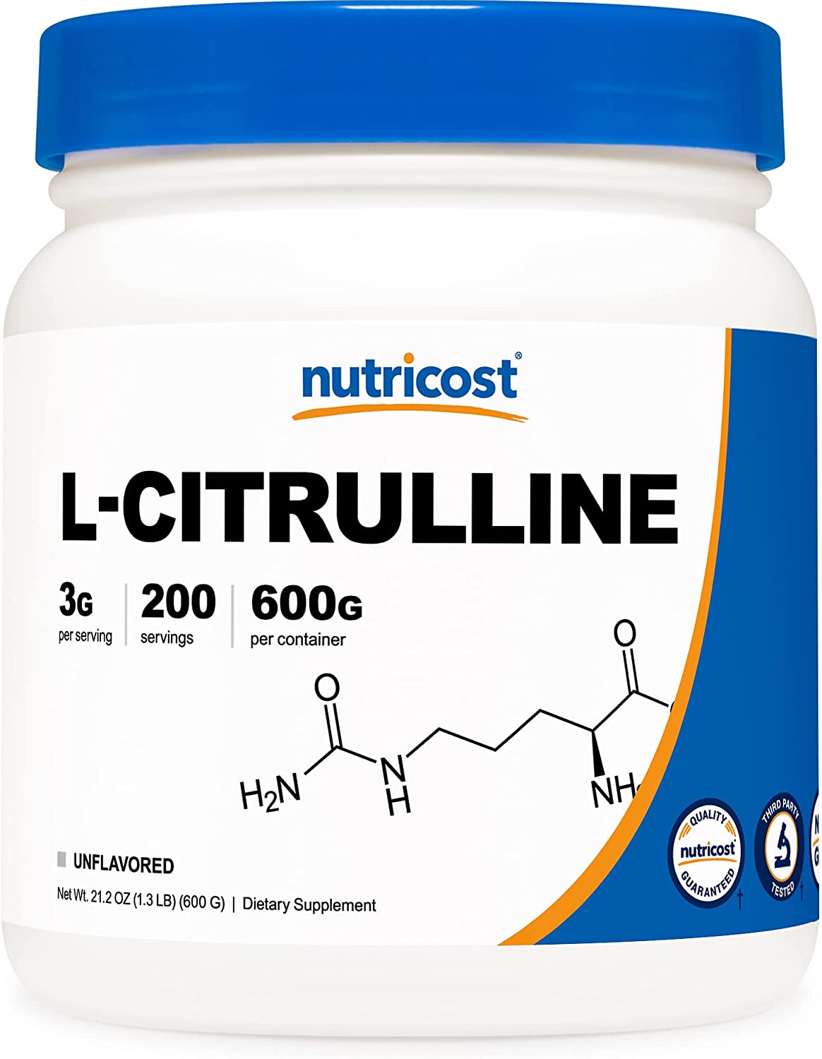 Nutricost Pure L-Citrulline (Base) Powder (600 Grams)