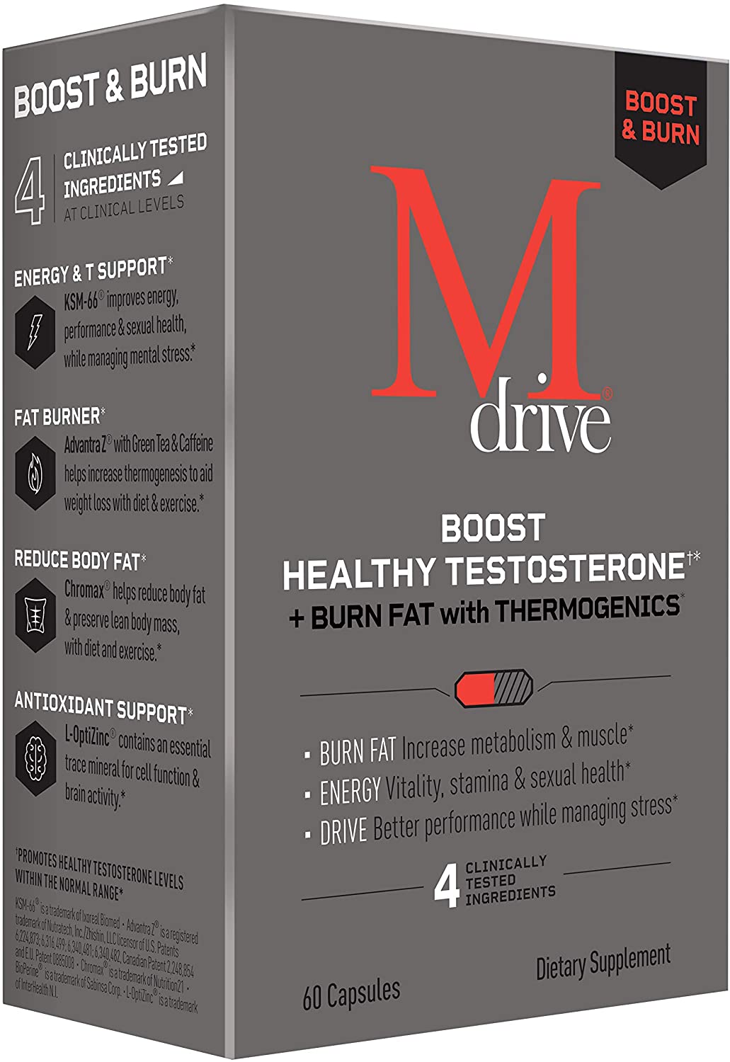 Mdrive Boost and Burn Testosterone Booster and Fat Burner for Men