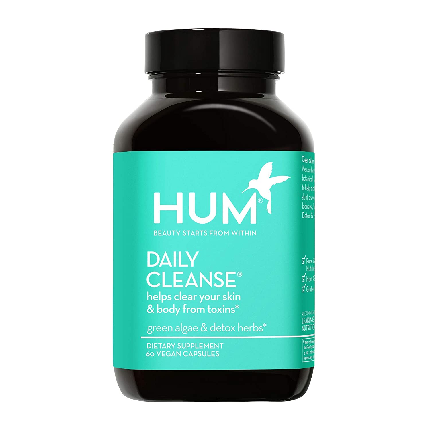 HUM Daily Cleanse Skin Supplement - Clear Skin with Organic Algae, 14 Herbs, 