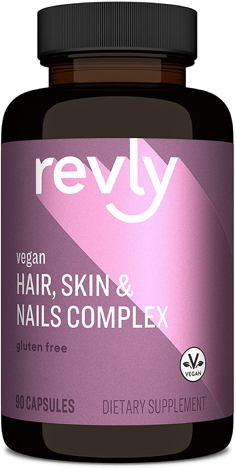 Revly Vegan Hair, Skin, & Nails Complex with Biotin 2000 mcg,