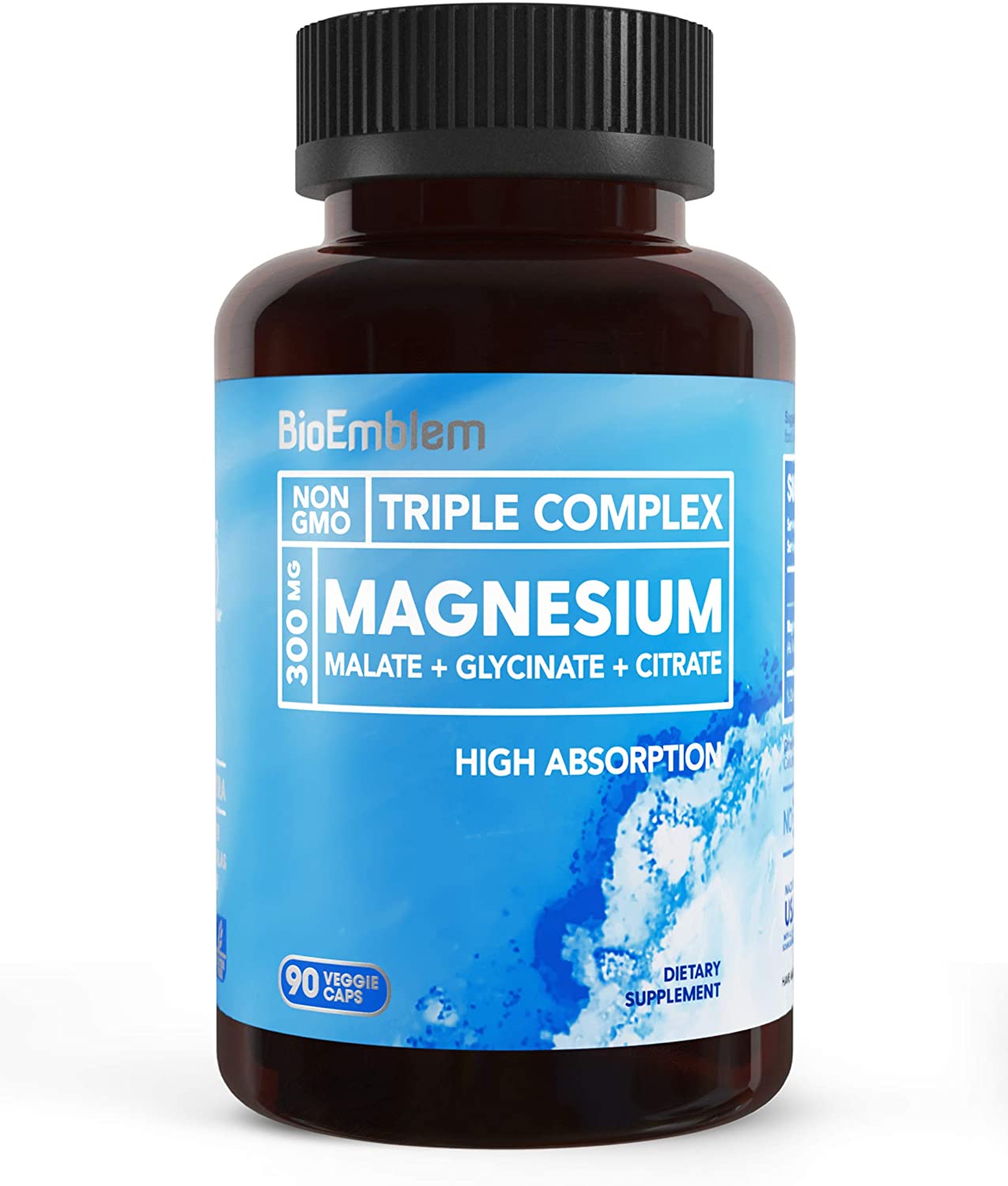 BioEmblem Triple Magnesium Complex | 300mg of Magnesium Glycinate, Malate, & Citrate for Muscle Relaxation, Sleep, Calm,