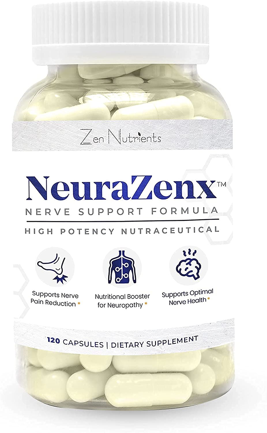 Zen Nutrients NeuraZenx Natural Nerve Support Supplement - Alpha Lipoic Acid, Vitamins, 