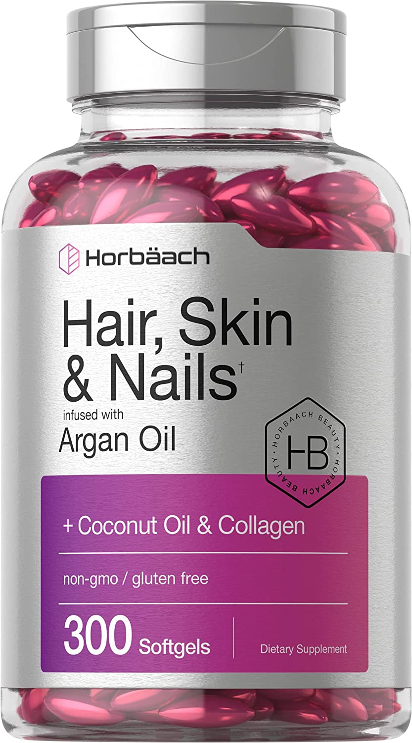 Hair Skin and Nails Vitamins | 300 Softgels | with Biotin and Collagen