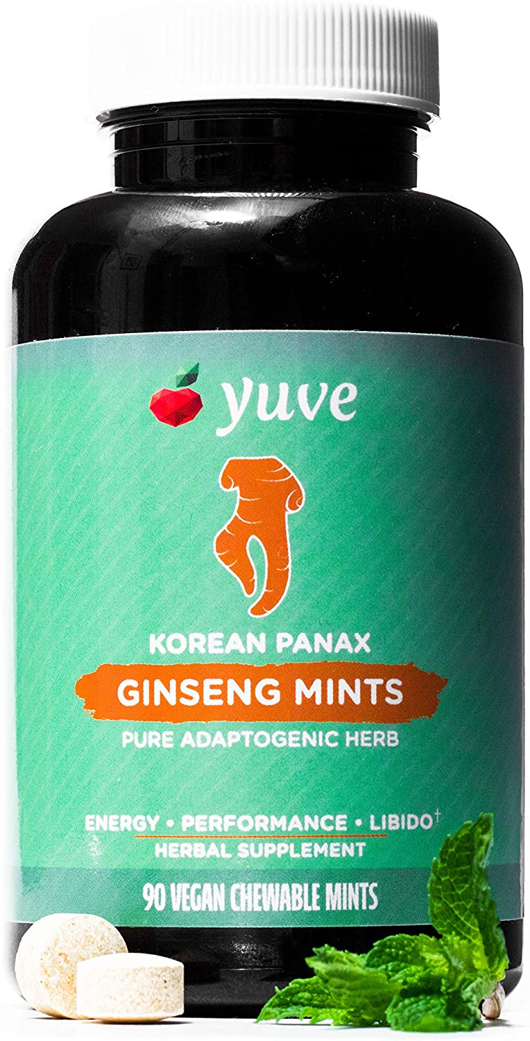 Yuve Korean Red Panax Ginseng Mints 1000mg - Performance & Energy Booster - High