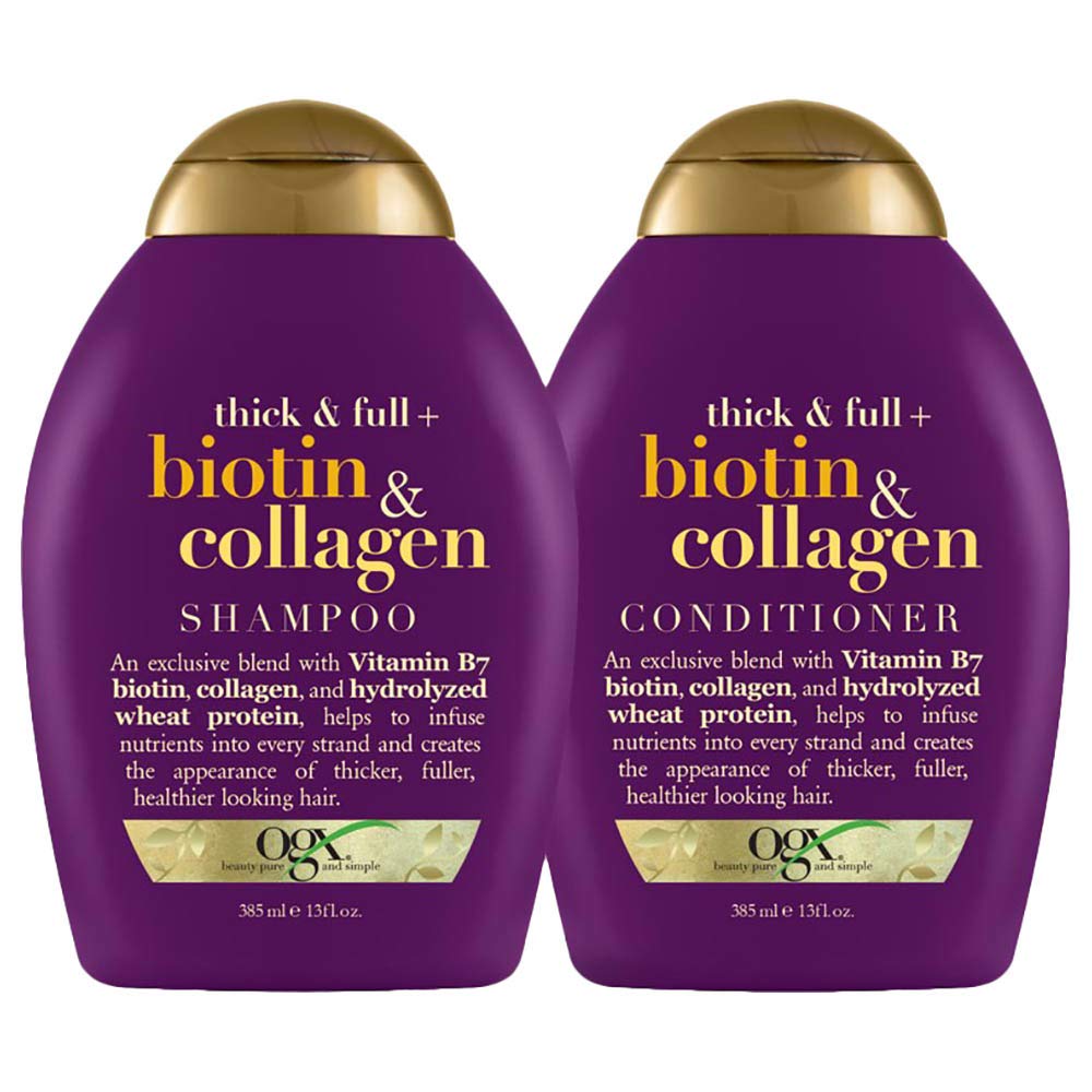 OGX Thick & Full + Biotin & Collagen Shampoo & Conditioner Set, 